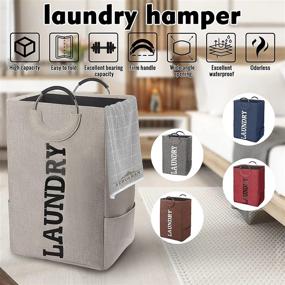 img 3 attached to Aurolran Laundry Basket Hamper with Handle - 38L Cotton Linen Collapsible 🧺 Laundry Bag, Foldable Dirty Bin for Bedroom Clothes Dorm Room Essentials Decoration (Light Grey)