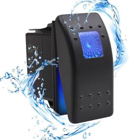 img 2 attached to 💧 Waterproof Rocker Switch Toggle with Blue LED Light - ON/Off - 12V 20Amp 24V 10Amp, 3 Pin - Ideal for Automotive, Cars, Vehicles, Marine Boats, Trucks, Trailers, 4x4 Caravans, RVs, SUVs, ATV, UTV &amp; More (Pack of 6)