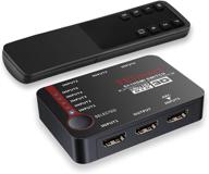 🔌 переключатель hdmi 4k, tesmart 5-портовый интеллектуальный переключатель hdmi 5x1 - поддерживает 4k, full hd1080p, 3d с ик-пультом дистанционного управления - идеально подходит для xbox, ps4, hdtv, blu-ray, dvd, dvr player - черный - hd 4k 3d совместимый 1080p. логотип