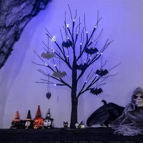 img 4 attached to 🌲 Vanthylit 2FT 24LED Spooky Tree: Glittered with Purple Lights and Bat Decorations - Perfect Halloween and Indoor Tabletop Bonsai Tree Decoration - Battery Powered