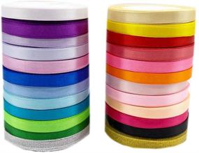 img 3 attached to 🎁 Cocostar 24 Colors 600 Yard Satin Ribbon Rolls for Gift Package Wrapping, 2/5" Width, 25 Yards per Roll, 24 Rolls. Ideal for Crafts, Sewing, Party, Wedding, and Bow Making - Silk Satin Ribbon Roll Collection