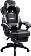 🎮 luckracer gaming chair - ultimate comfort and style for esports gamers - adjustable high back with footrest and lumbar support - swivel office desk chair in white логотип