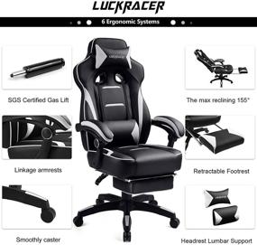 img 3 attached to 🎮 Luckracer Gaming Chair - Ultimate Comfort and Style for Esports Gamers - Adjustable High Back with Footrest and Lumbar Support - Swivel Office Desk Chair in White