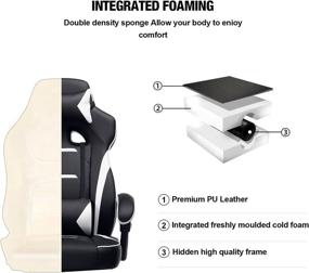 img 2 attached to 🎮 Luckracer Gaming Chair - Ultimate Comfort and Style for Esports Gamers - Adjustable High Back with Footrest and Lumbar Support - Swivel Office Desk Chair in White