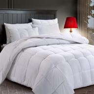 белый двусторонний легкий одеяло на все сезоны - размер full (82x86 дюймов) от cottonhouse с наполнителем из альтернативного пуха, стирка в машинке, 8 угловых петель логотип