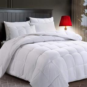 img 4 attached to White Reversible All Season Lightweight Comforter - CottonHouse Full 🛏️ Size (82x86) with Down Alternative Fill, Machine Washable, 8 Corner Tabs