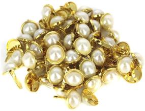 img 4 attached to 🎉 Bestartstore White Imitation Pearl Brads Paper Fastener 12 x 18mm - Perfect for Scrapbooking, Card Making, Wedding Crafts (100pcs)