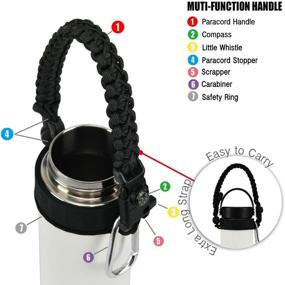 img 2 attached to 🧗 QeeCord 2.0 Paracord Handle for Hydroflask 2.0 Wide & Standard Mouth Water Bottles Strap Carrier with Enhanced Safety Ring Holder, 12oz - 64oz