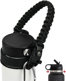 img 4 attached to 🧗 QeeCord 2.0 Paracord Handle for Hydroflask 2.0 Wide & Standard Mouth Water Bottles Strap Carrier with Enhanced Safety Ring Holder, 12oz - 64oz