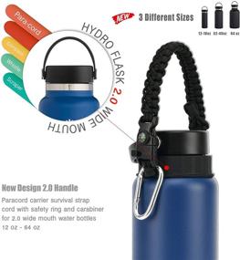 img 3 attached to 🧗 QeeCord 2.0 Paracord Handle for Hydroflask 2.0 Wide & Standard Mouth Water Bottles Strap Carrier with Enhanced Safety Ring Holder, 12oz - 64oz