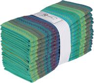 🍽️ ramanta home 12-pack salsa stripe cotton dinner napkins, oversized 20x20 with mitered corners &amp; generous hem - teal multi logo