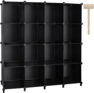 📦 black spito cube storage organizer - 16-cube modular diy plastic shelves units for home office, bedroom, living room - bookshelf bookcase closet cabinet logo