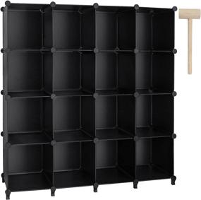 img 4 attached to 📦 Black SPITO Cube Storage Organizer - 16-Cube Modular DIY Plastic Shelves Units for Home Office, Bedroom, Living Room - Bookshelf Bookcase Closet Cabinet