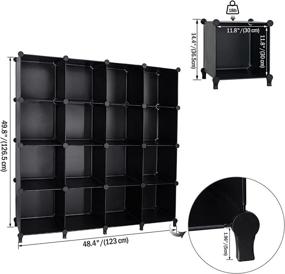 img 1 attached to 📦 Black SPITO Cube Storage Organizer - 16-Cube Modular DIY Plastic Shelves Units for Home Office, Bedroom, Living Room - Bookshelf Bookcase Closet Cabinet