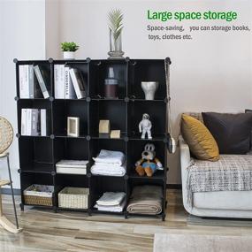 img 3 attached to 📦 Black SPITO Cube Storage Organizer - 16-Cube Modular DIY Plastic Shelves Units for Home Office, Bedroom, Living Room - Bookshelf Bookcase Closet Cabinet