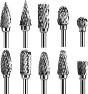 🔧 10-piece double cut carbide rotary burr set - 1/8" shank, 1/4" head length tungsten steel for woodworking, drilling, metal carving, engraving, polishing logo