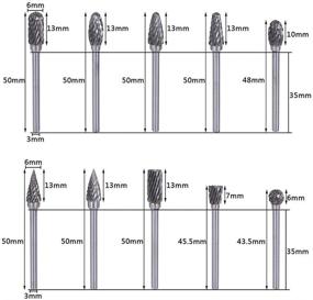 img 1 attached to 🔧 10-Piece Double Cut Carbide Rotary Burr Set - 1/8" Shank, 1/4" Head Length Tungsten Steel for Woodworking, Drilling, Metal Carving, Engraving, Polishing