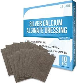 img 4 attached to 🩹 JJ CARE [10-Pack] 4"x5" Silver Calcium Alginate Wound Dressing with Silver & Calcium, Sterile, Non-Stick