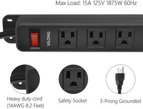 img 3 attached to Премиум пластиковая розетка с 10 розетками и проводом 14AWG длиной 8.2 фута - идеально подходит для коммерческого, промышленного и домашнего использования - 15A 125V 1875W.