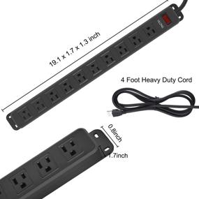 img 1 attached to Премиум пластиковая розетка с 10 розетками и проводом 14AWG длиной 8.2 фута - идеально подходит для коммерческого, промышленного и домашнего использования - 15A 125V 1875W.