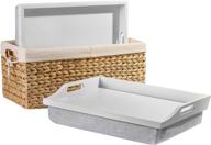 🍽️ white wooden lap trays with basket set by rossie home - style no. 70101 logo