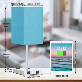 img 3 attached to 💡 Настольная лампа с сенсорным управлением и USB, Aooshine Лампа с 3 режимами USB и двумя портами для зарядки USB и двумя двухконтактными розетками, синий абажур и серебристая подставка, цоколь E26, в комплекте 2700K теплый белый светодиодный лампочка для повышения SEO