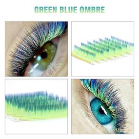 img 2 attached to 🎃 EMEDA Two Tone Ombre Colored Lash Extensions: Vibrant Pink, Blue, Purple & Green Shades - 4 Color Individual Classic Lashes for Halloween Pop & Light Color Eyelash Extensions (0.07mm D Curl 16mm)