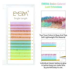 img 3 attached to 🎃 EMEDA Two Tone Ombre Colored Lash Extensions: Vibrant Pink, Blue, Purple & Green Shades - 4 Color Individual Classic Lashes for Halloween Pop & Light Color Eyelash Extensions (0.07mm D Curl 16mm)