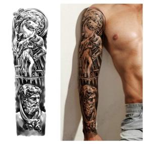 img 3 attached to Full Arm Temporary Tattoos 8 Sheets and Half Arm Shoulder Waterproof Tattoos 8 Sheets, Extra Large Tattoo Stickers for Men and Women (22.83 Inches by 7.1 Inches)