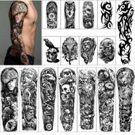 full arm temporary tattoos 8 sheets and half arm shoulder waterproof tattoos 8 sheets, extra large tattoo stickers for men and women (22.83 inches by 7.1 inches) logo