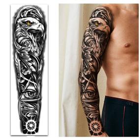 img 2 attached to Full Arm Temporary Tattoos 8 Sheets and Half Arm Shoulder Waterproof Tattoos 8 Sheets, Extra Large Tattoo Stickers for Men and Women (22.83 Inches by 7.1 Inches)