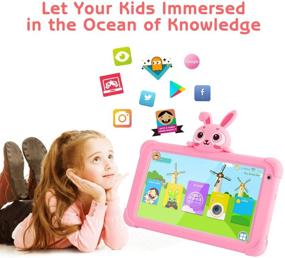 img 1 attached to 📱 7 inch Wi-Fi Kids Tablet, 16GB Storage 1024x600 IPS HD Display, Android 9.0 Toddler Edition Tablet for 2-5, Parental Controls & Learning APP Preinstalled, Kid-Proof Case, Pink