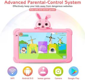img 3 attached to 📱 7 inch Wi-Fi Kids Tablet, 16GB Storage 1024x600 IPS HD Display, Android 9.0 Toddler Edition Tablet for 2-5, Parental Controls & Learning APP Preinstalled, Kid-Proof Case, Pink