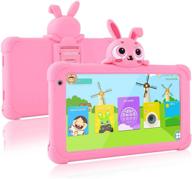 📱 планшет для детей с wi-fi, 7-дюймовым экраном, 16 гб памяти, ips hd-дисплеем 1024x600, android 9.0, специальная версия планшета для малышей от 2 до 5 лет, предустановленные родительские контроли и обучающее приложение, прочный защитный чехол, розовый. логотип