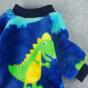 img 2 attached to 🦖 Stylish Fitwarm Dinosaur Pet Clothes: Dog Pajamas Coat Cat PJS Jumpsuit in Soft Velvet Blue