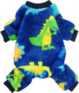 🦖 stylish fitwarm dinosaur pet clothes: dog pajamas coat cat pjs jumpsuit in soft velvet blue logo