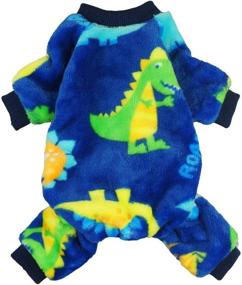 img 4 attached to 🦖 Stylish Fitwarm Dinosaur Pet Clothes: Dog Pajamas Coat Cat PJS Jumpsuit in Soft Velvet Blue