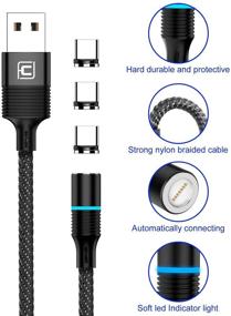 img 2 attached to ✨ Magnetic Type C Cable CAFELE - 2 Pack 6.6ft: Fast Charging, Data Transfer, LED Light, Nylon Braided, QC 3.0 Magnetic USB C Cable - Black