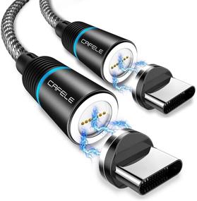 img 4 attached to ✨ Magnetic Type C Cable CAFELE - 2 Pack 6.6ft: Fast Charging, Data Transfer, LED Light, Nylon Braided, QC 3.0 Magnetic USB C Cable - Black