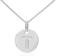 📿 925 sterling silver round initial pendant necklace with rolo chain - a-z alphabet letter, 18 inches logo