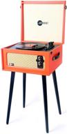 arkrocket 3-speed bluetooth record player retro turntable with built-in speakers and removable legs (orange) logo
