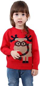 img 1 attached to 🦌 Shineflow Unisex Kid's Rudolph Reindeer Festive Red Nose Ugly Christmas Sweater Jumper