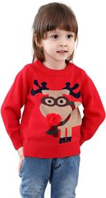 img 3 attached to 🦌 Shineflow Unisex Kid's Rudolph Reindeer Festive Red Nose Ugly Christmas Sweater Jumper