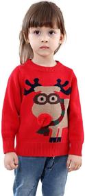 img 4 attached to 🦌 Shineflow Unisex Kid's Rudolph Reindeer Festive Red Nose Ugly Christmas Sweater Jumper