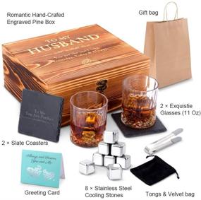 img 2 attached to 🥃 Anniversary Gifts for Him: Whiskey Glass Set with 'To My Husband' Engraving. Whiskey Stones Gift for Husband from Wife. Perfect for Birthday, Christmas, and Anniversary. Includes 8 Stainless Steel Whiskey Stones & 2 Whiskey Glasses (11oz).