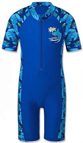 img 4 attached to TFJH E Boys Swimsuits: One-Piece Zip Rash Guard Suits for Toddler - 50+ UV Sun Protection