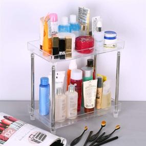 img 2 attached to De-cdeal 2-Tier Multi-functional Cosmetic Organizer Tray: Stylish Space-Saving Solution for Bathroom Vanity Countertop