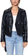 elodie womens leather jacket black logo