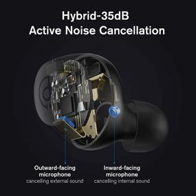 img 3 attached to 🎧 HAYLOU T16: HD Call Four Mic Bluetooth Earphones with Hybrid -35dB Active Noise Reduction & CCAW Voice Coil