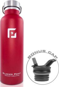 img 3 attached to 🚰 Glacier Point Vacuum Insulated Stainless Steel Water Bottle: 32oz, 25oz, 17oz Sizes | Double Walled Construction, Premium Powder Coat, Two Lids